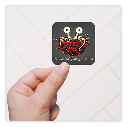 The Flying Spaghetti Monster He Boiled For Your Sins FSM Die Cut Sticker (3345)