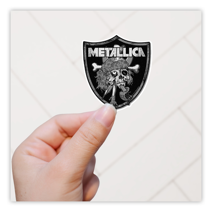 Metallica Zorlac Pushead Pirate Skull Shield Die Cut Sticker