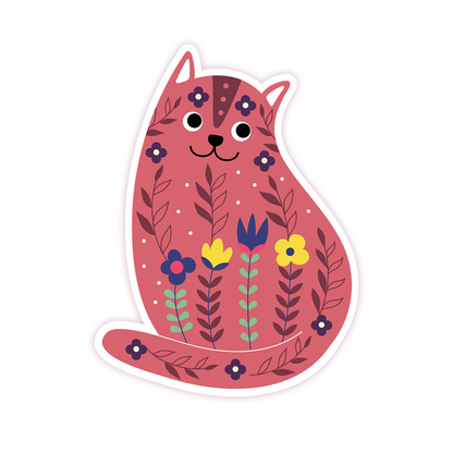 Scandinavian Cat Die Cut Sticker (343)