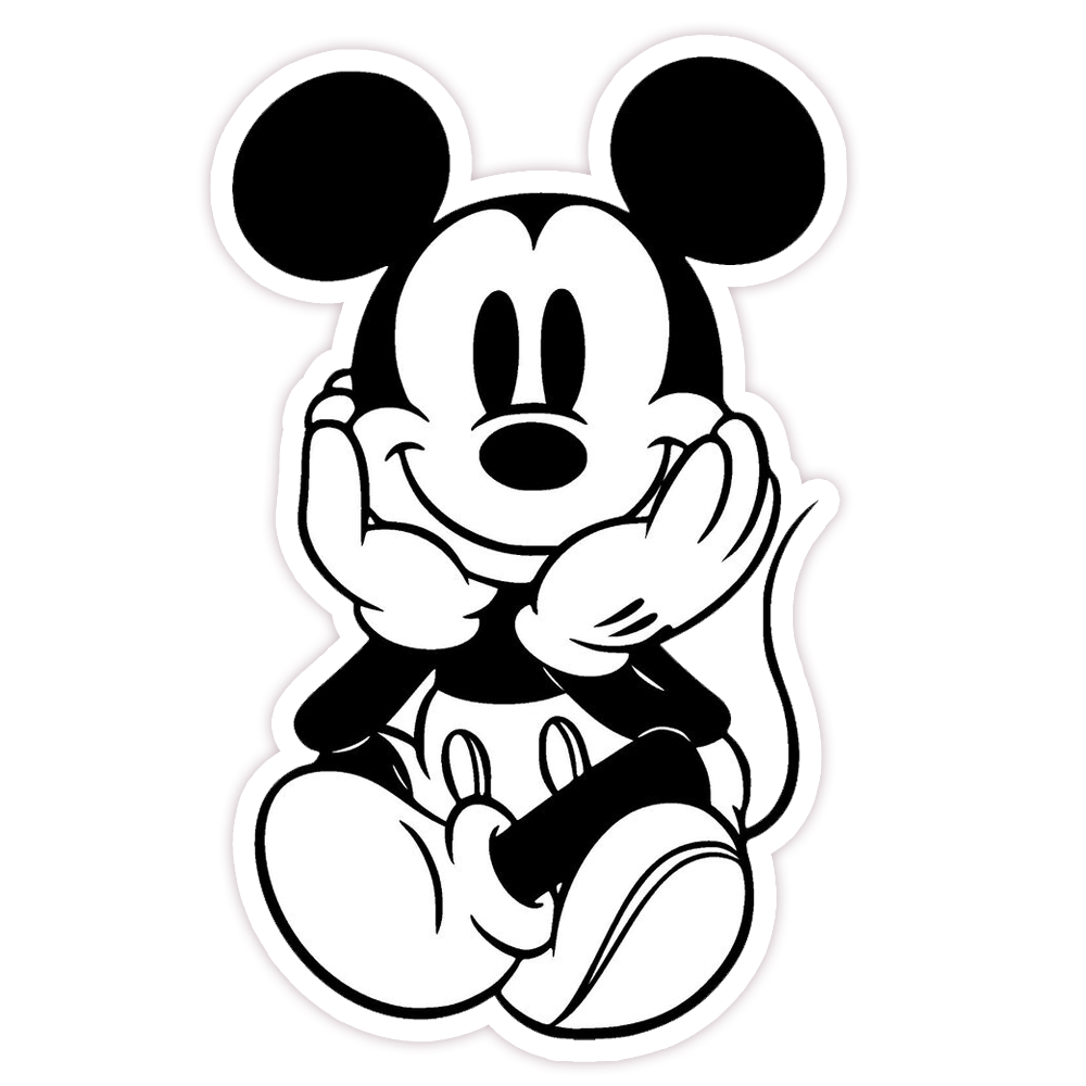 Black & White Mickey Mouse Die Cut Sticker (35)
