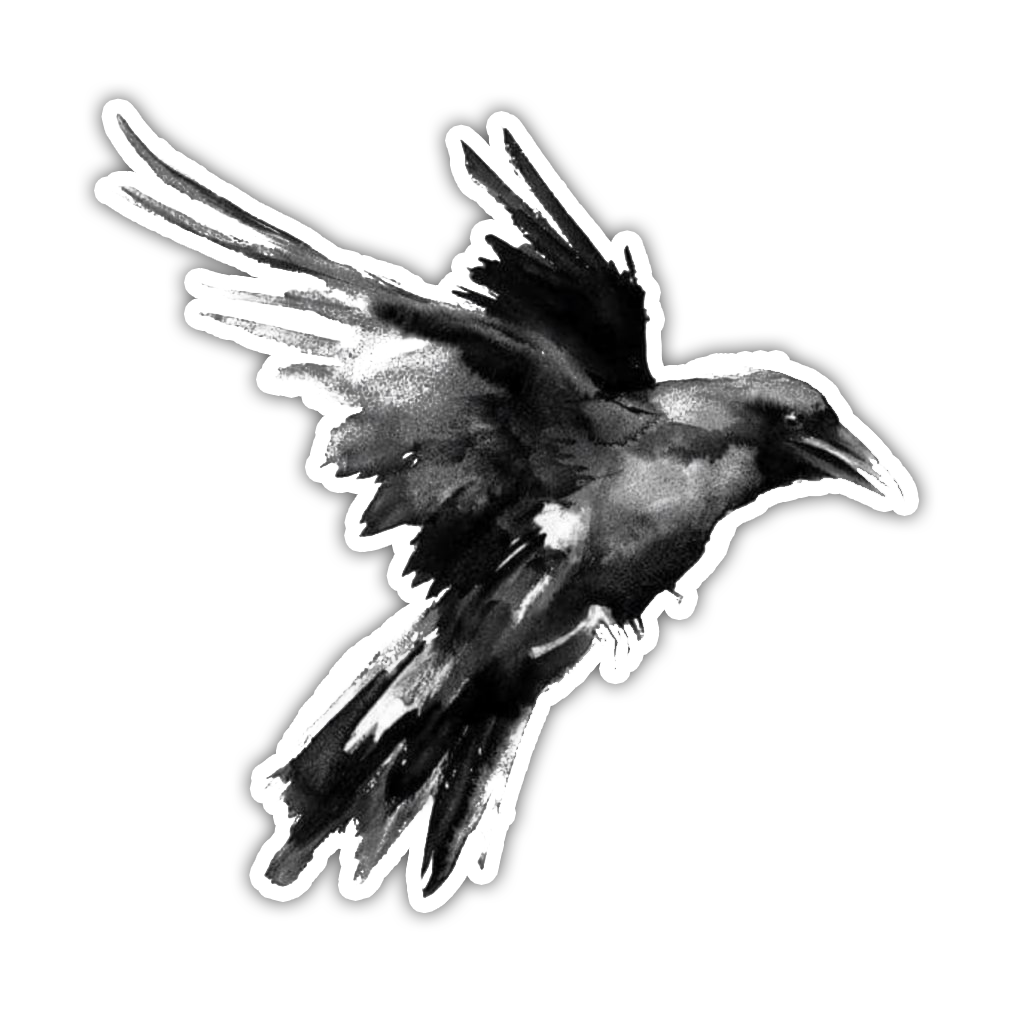 Waterverf Black Raven Die Cut Sticker (3579)