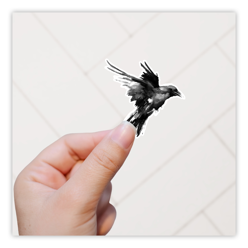 Waterverf Black Raven Die Cut Sticker (3579)