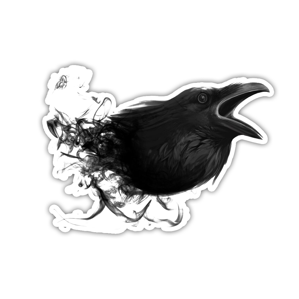 Watercolor Black Raven Die Cut Sticker (3580)