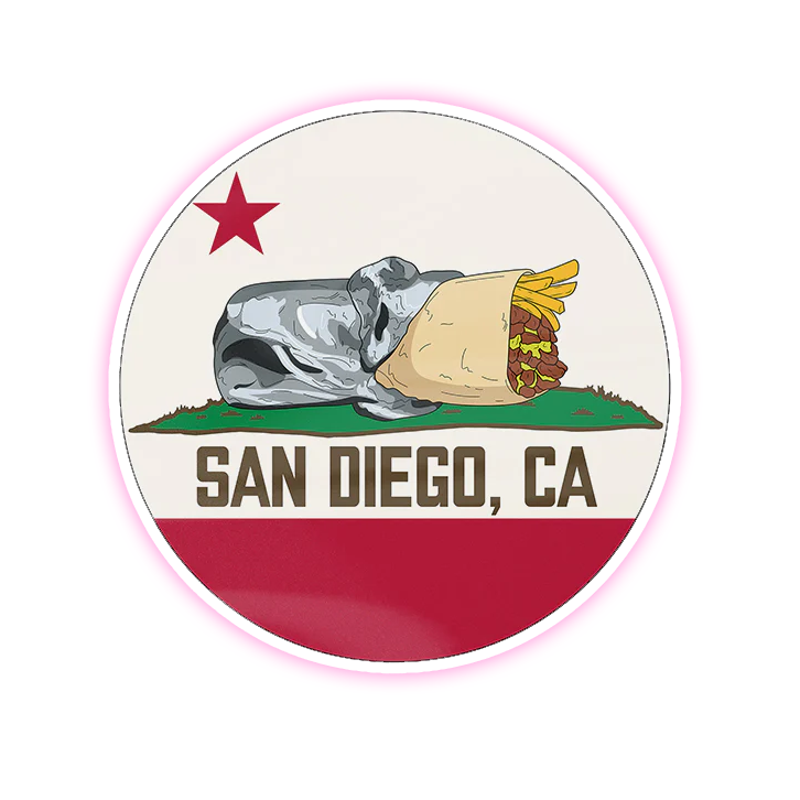 San Diego California Burrito Die Cut Sticker (3718)