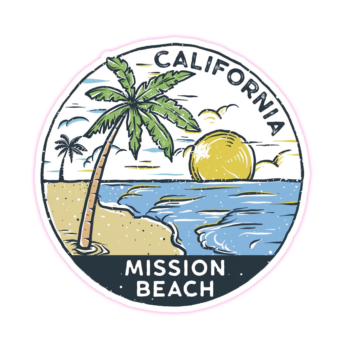 Mission Beach California Die Cut Sticker (3720)