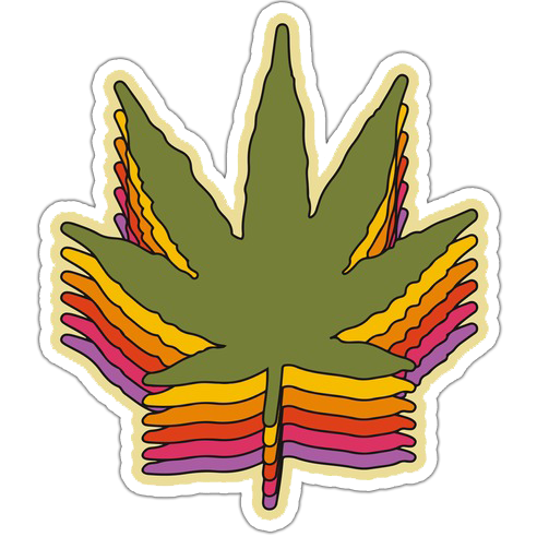 Retro Rainbow Marijuana Leaf Die Cut Sticker (3841)