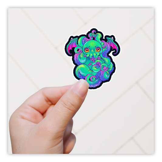 Neon Cthulhu Die Cut Sticker (3856)