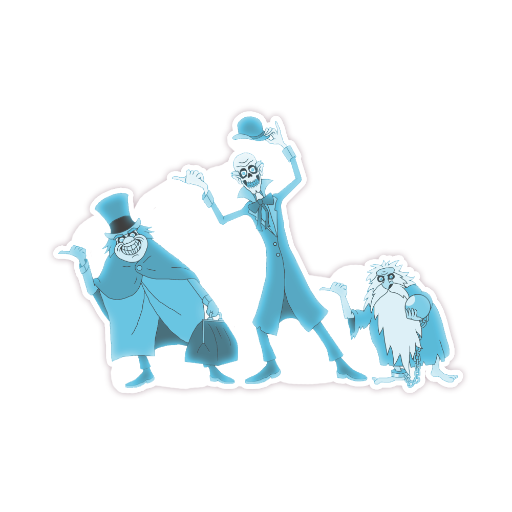 Haunted Mansion Hitchhiking Ghosts Die Cut Sticker (389)