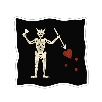 Blackbeard Pirate Flag Die Cut Sticker (3890)