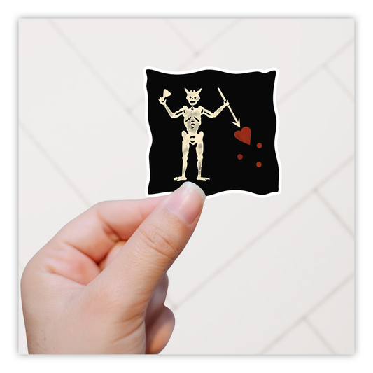 Blackbeard Pirate Flag Die Cut Sticker (3890)