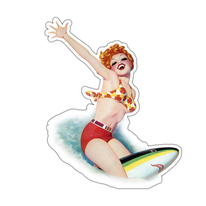 Pin Up Girl on Shark Die Cut Sticker (3925)