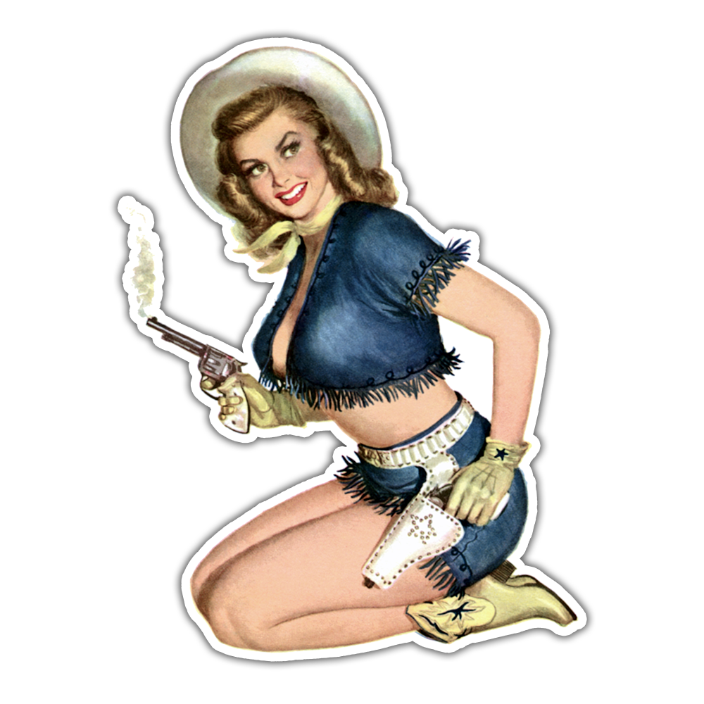 Cowgirl Pin Up Girl Die Cut Sticker (3926)