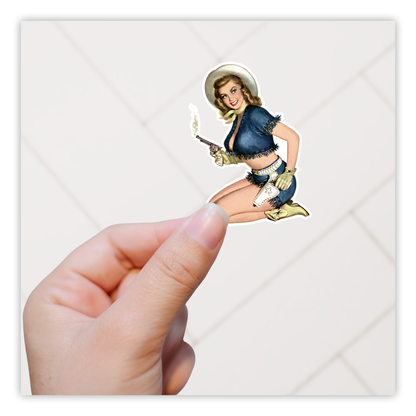 Cowgirl Pin Up Girl Die Cut Sticker (3926)