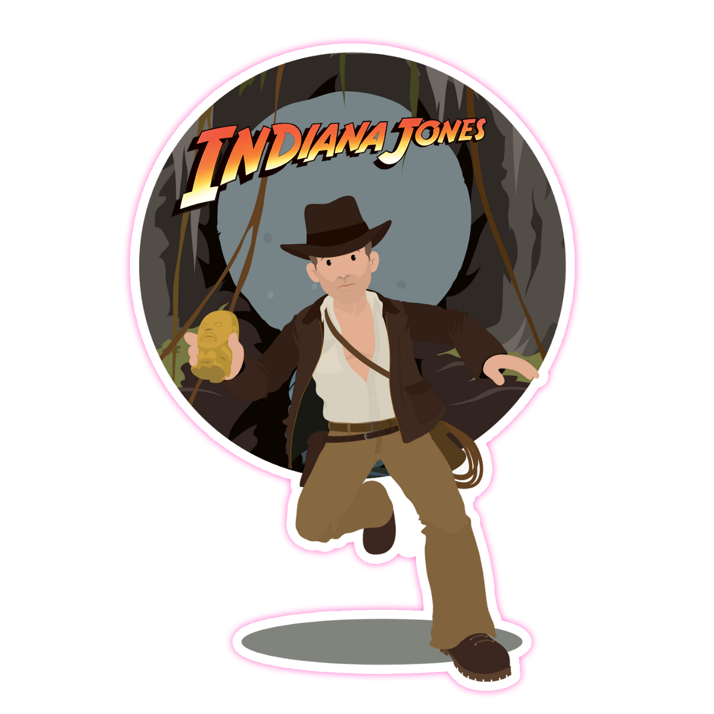 Indiana Jones Running from Boulder Die Cut Sticker (4055)