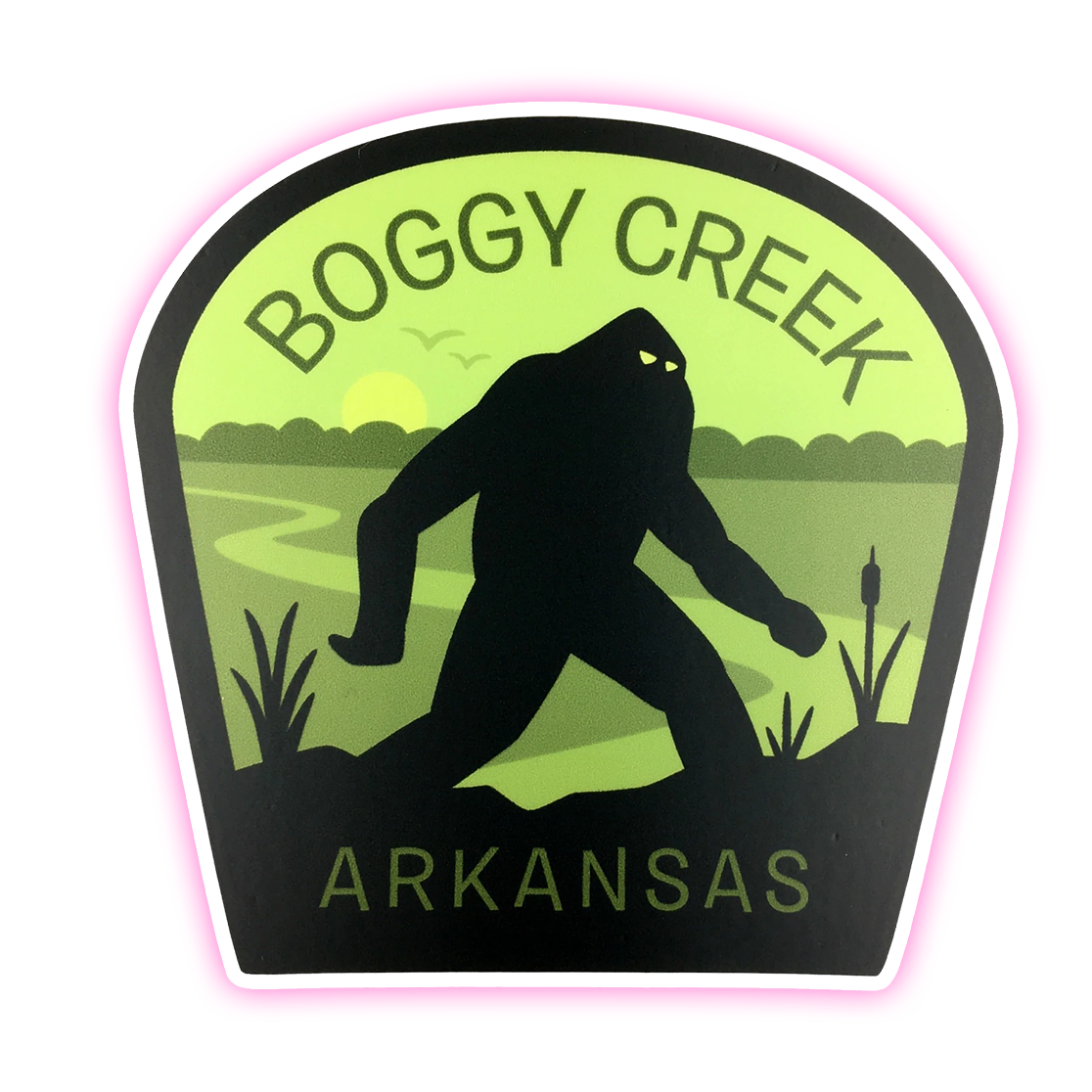 Swamp Stalker of Boggy Creek of Arkansas Die Cut Sticker (4069)