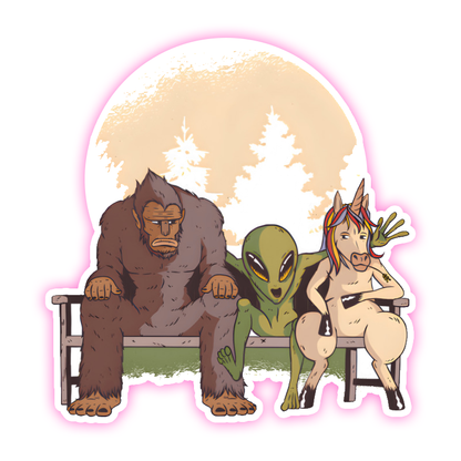 Bigfoot Green Alien Unicorn Die Cut Sticker (4087)
