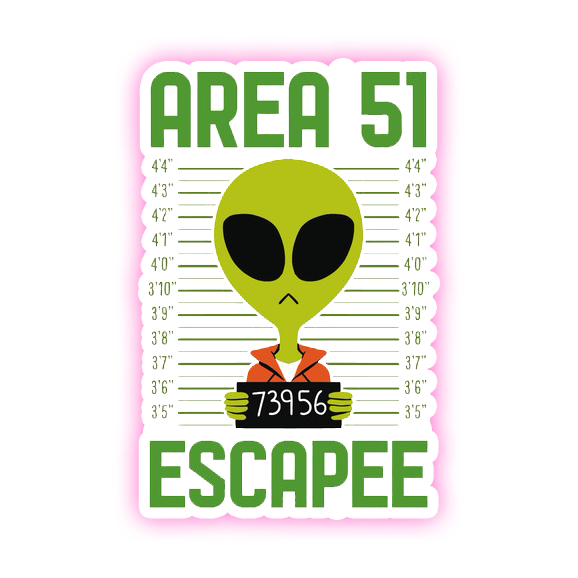Alien Mug Shot Area 51 Escapee Die Cut Sticker (4112)