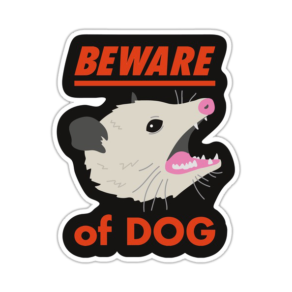 Racoon Beware of Dog Die Cut Sticker (4117)