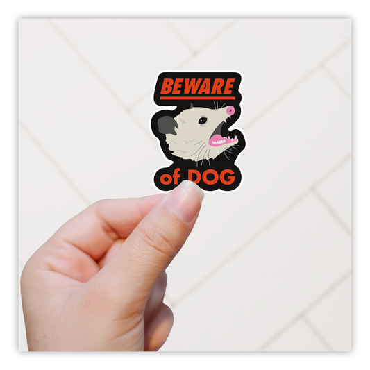 Racoon Beware of Dog Die Cut Sticker (4117)