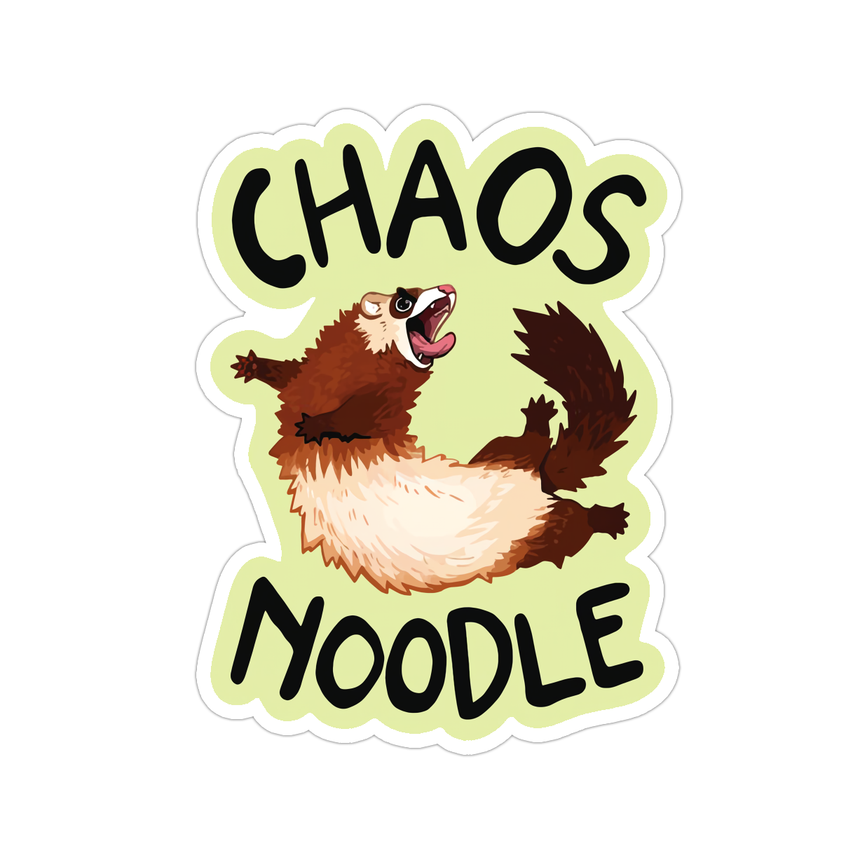Ferret Chaos Noodle Die Cut Sticker (4118)