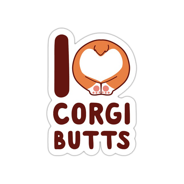 I Heart Corgi Butts Die Cut Sticker (4130)