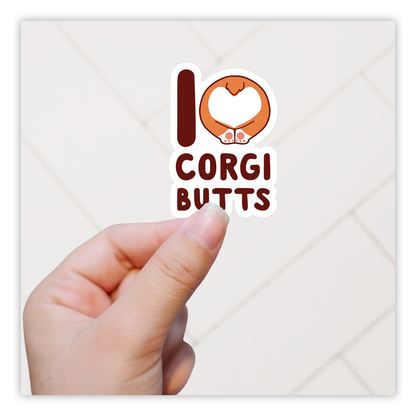 I Heart Corgi Butts Die Cut Sticker (4130)