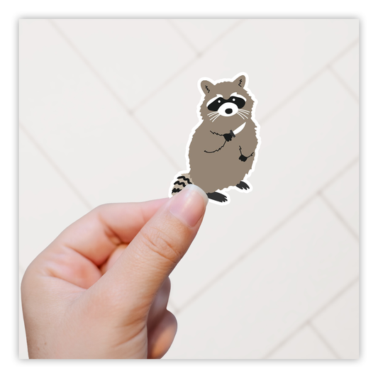 Danger Trash Panda Racoon with Knife Die Cut Sticker (4149)