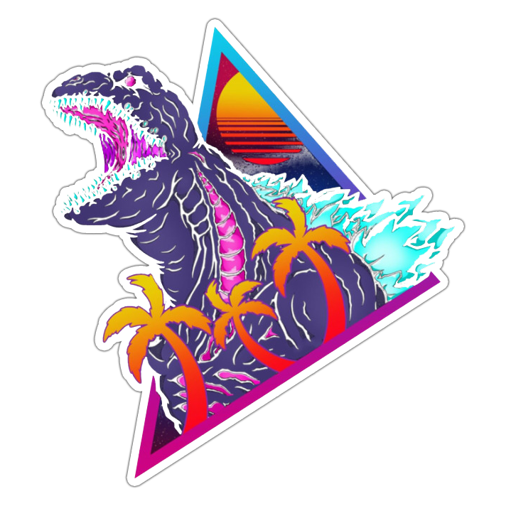 New Wave Retro Dinosaur Die Cut Sticker (4176)