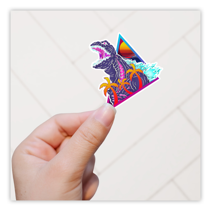 New Wave Retro Dinosaur Die Cut Sticker (4176)