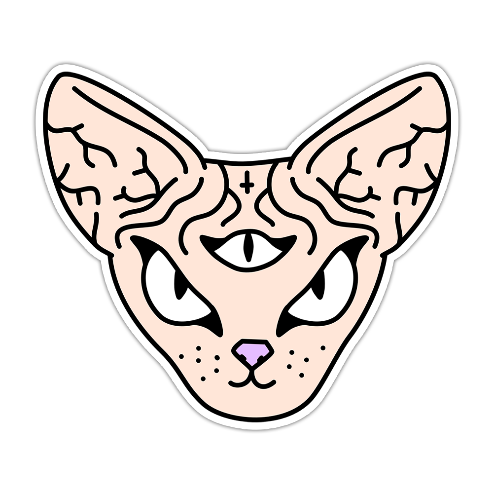 Hairless Cat Third Eye Die Cut Sticker (4189)