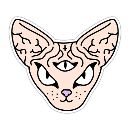 Hairless Cat Third Eye Die Cut Sticker (4189)