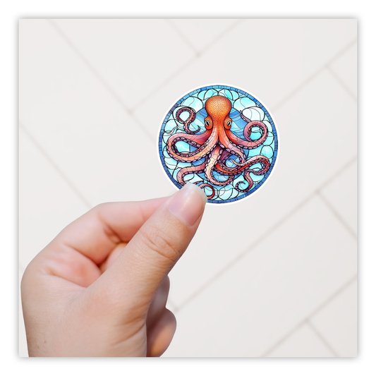 Stained Glass Octopus Die Cut Sticker (4225)