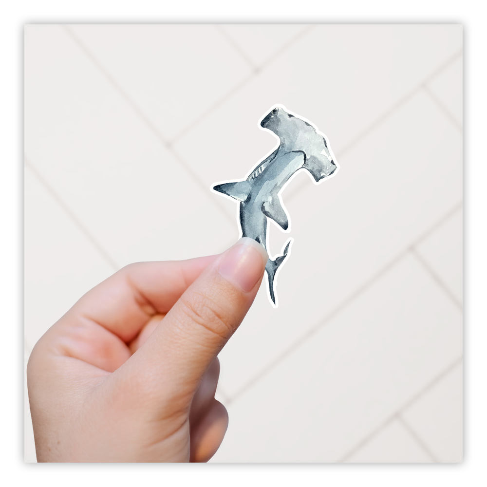 Watercolor Hammerhead Shark Die Cut Sticker (423)