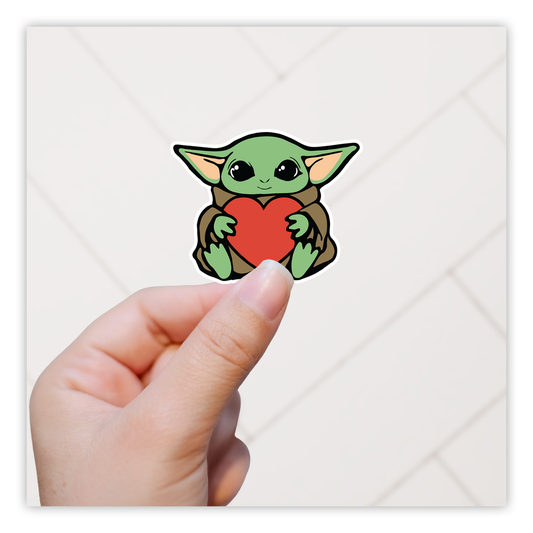 Die Mandalorian Grogu Baby Yoda Heart Die Cut Sticker (4255)