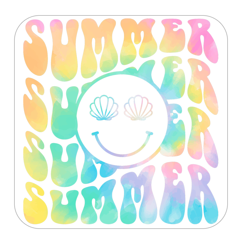 Retro Summer Pastel Tie Dye Die Cut Sticker (4284)