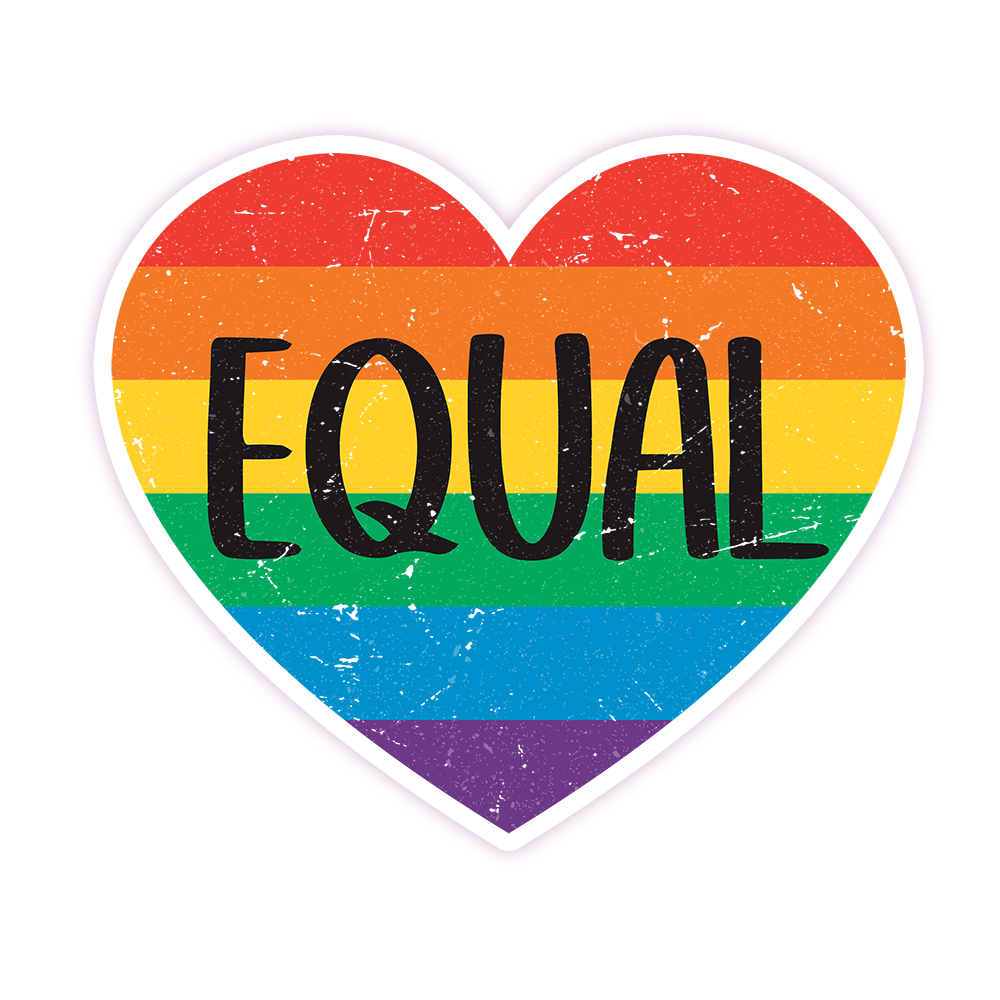 Equal Rainbow Heart LGBT+ Die Cut Sticker (43)