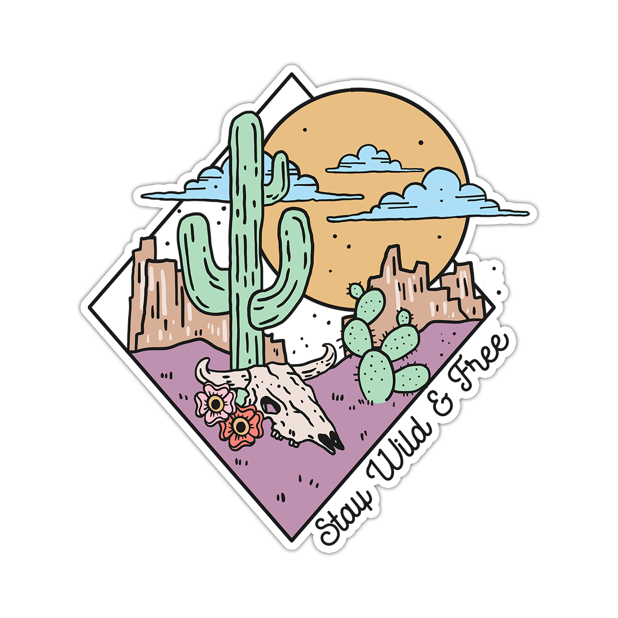 Desert Stay Wild and Free Die Cut Sticker (4334)