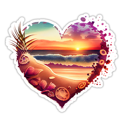 Tropical Beach Sunset Die Cut Sticker (4337)