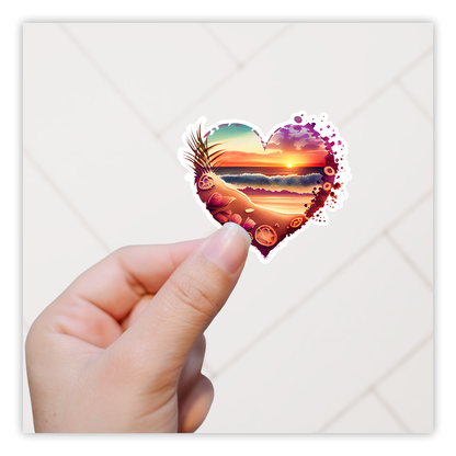 Tropical Beach Sunset Die Cut Sticker (4337)