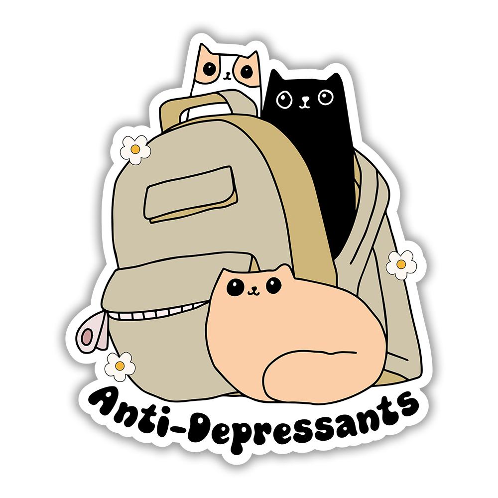 Anti-depressante Cats Kitties Die Cut Sticker (4339)