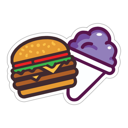 Burger And A Grape Snow Cone Chattahoochee Die Cut Sticker (4366)