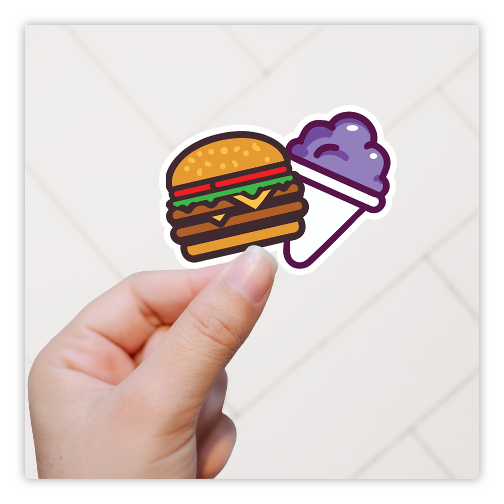 Burger And A Grape Snow Cone Chattahoochee Die Cut Sticker (4366)