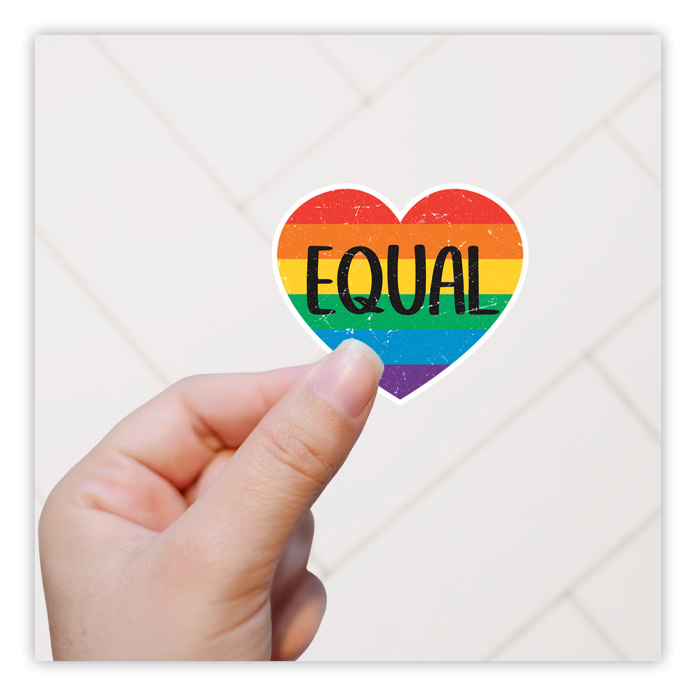 Equal Rainbow Heart LGBT+ Die Cut Sticker (43)