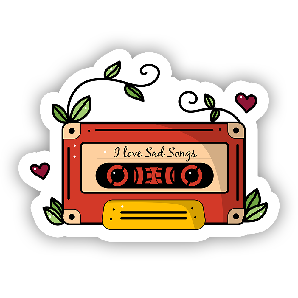 I Love Sad Songs Cassette Tape Die Cut Sticker (443)