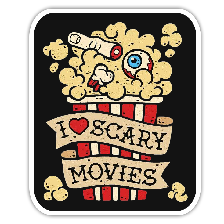 I Love Scary Movies Popcorn Die Cut Sticker (444)