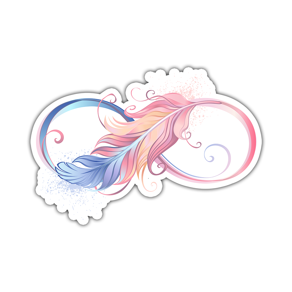 Boho Feather Infinity Symbol Die Cut Sticker (457)