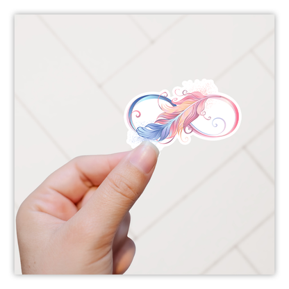 Boho Feather Infinity Symbol Die Cut Sticker (457)