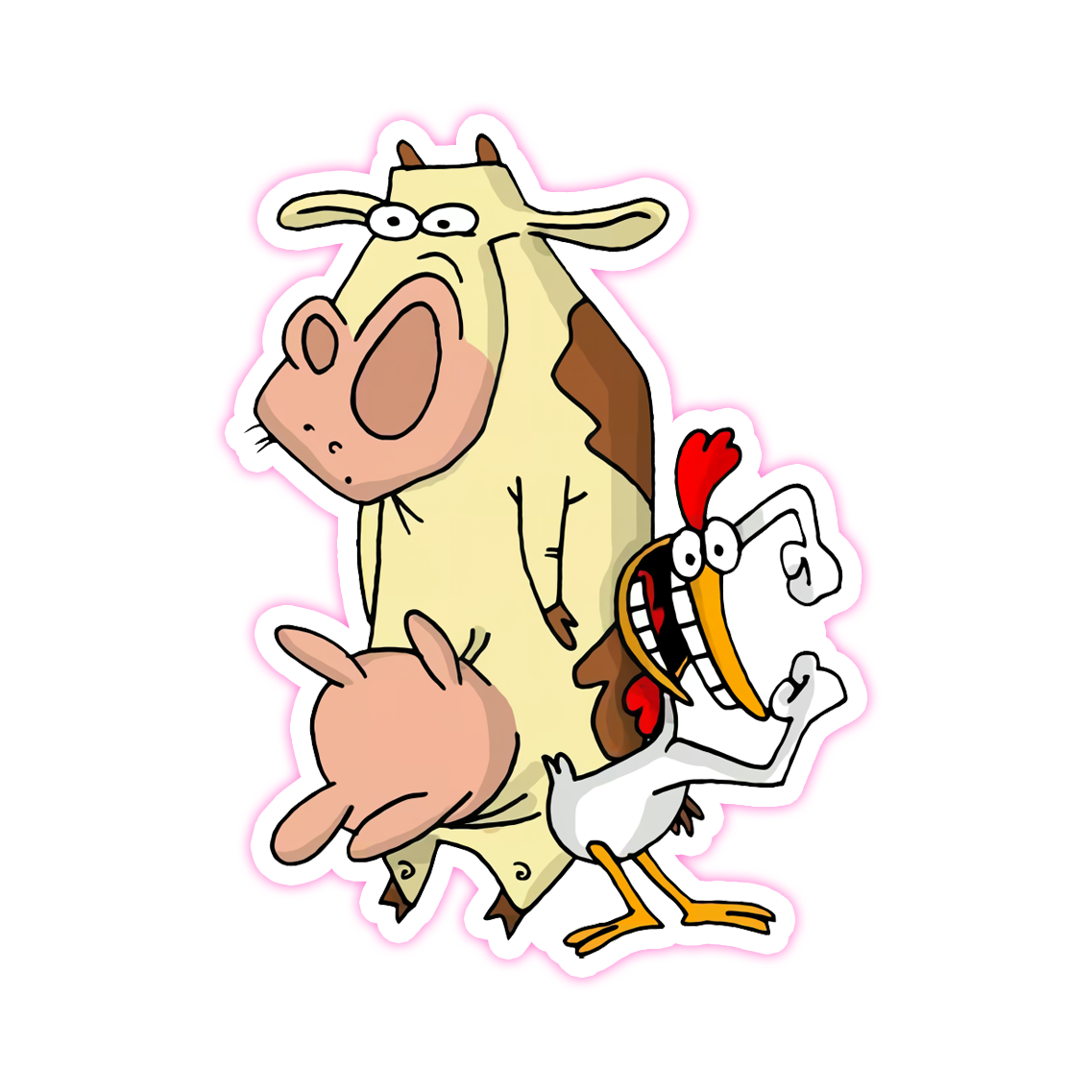 Cow and Chicken Die Cut Sticker (4631)