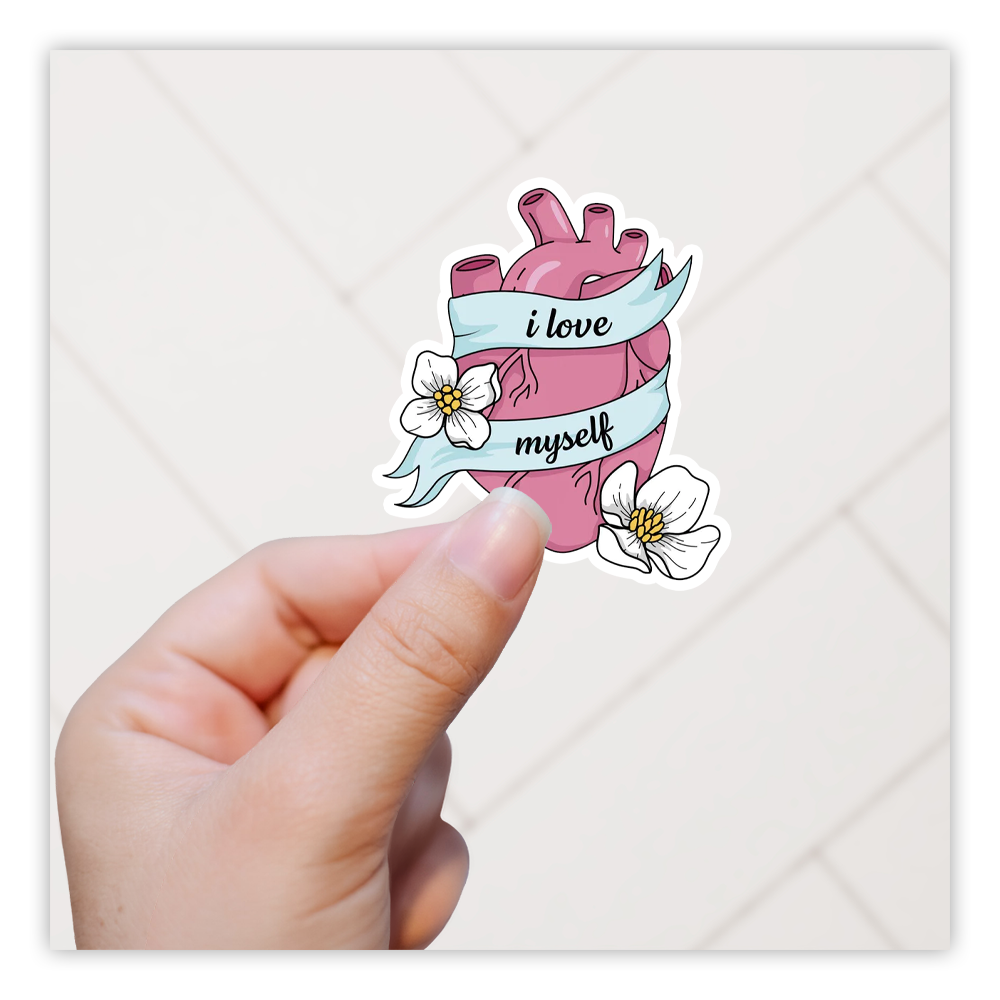 I Love Myself Anatomical Heart Die Cut Sticker (4872)