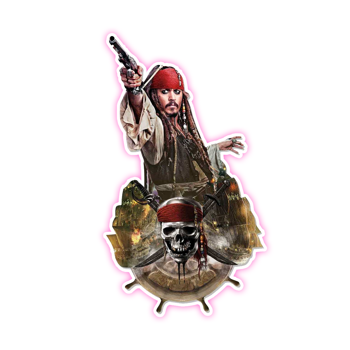 Pirates of the Caribbean Curse of the Black Pearl Captain Jack Sparrow Die Cut Sticker (479)